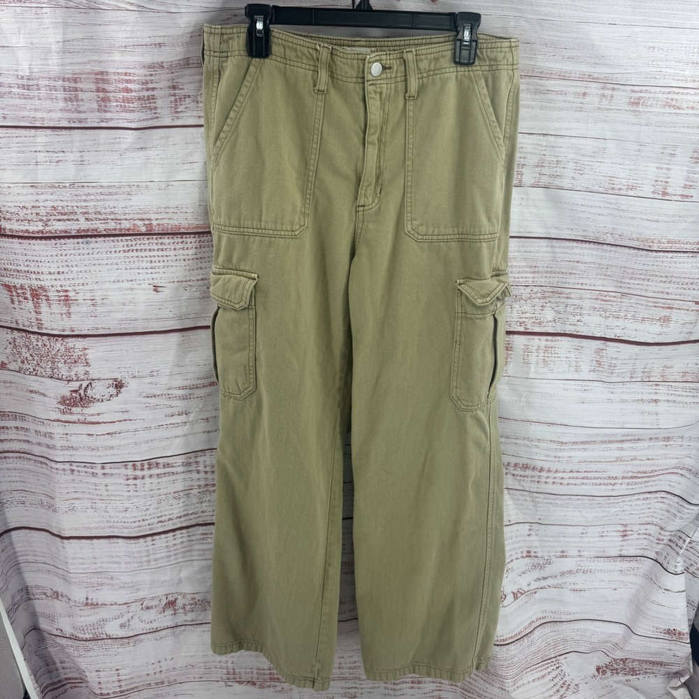 Altar'd State Cargo Pants Womens Size 32 Olive Khaki Wide Leg Cargo Utility